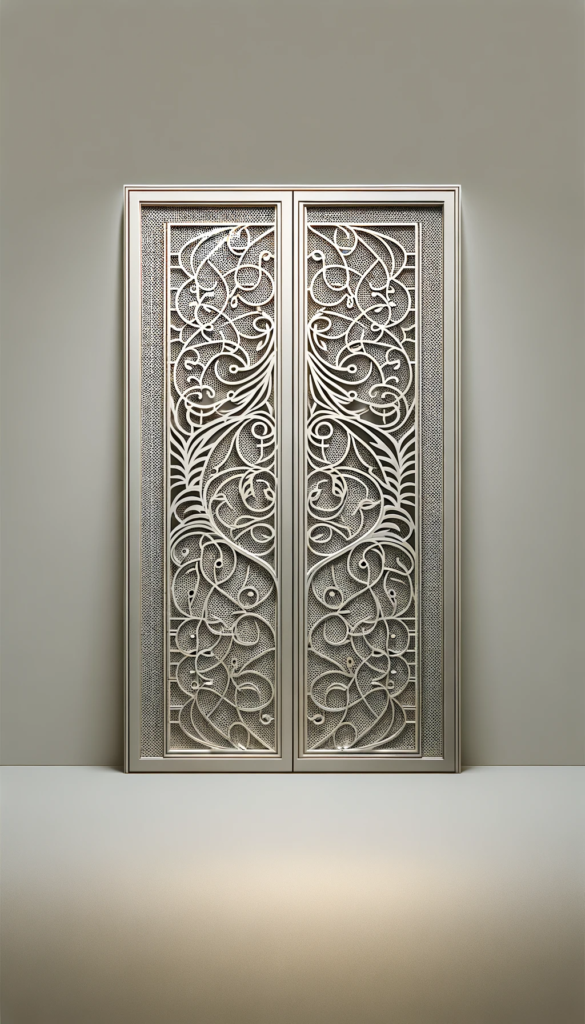 illustration of a decorative perforated metal door